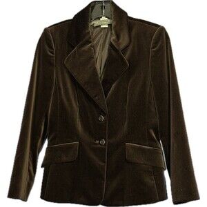 Ellen Tracy Velvet Blazer Women's Size 10 Chocolate Brown Career Business